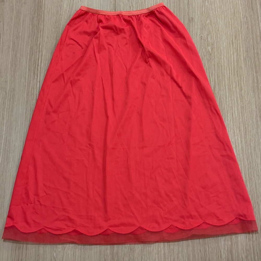 Vintage Vanity Fair Tricot Nylon Pillowtab Red Half Slip Satin Finish Size 6